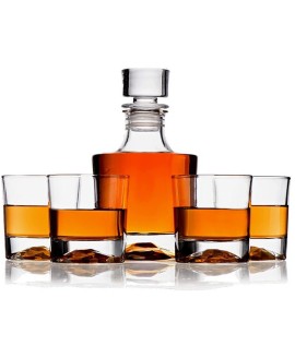 Basic Whiskey Decanter with Whiskey Glasses  Set of 5 Basic Whiskey Decanter with Whiskey Glasses  Set of 5