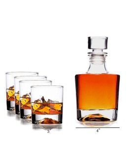Basic Whiskey Decanter with Whiskey Glasses  Set of 5 Basic Whiskey Decanter with Whiskey Glasses  Set of 5
