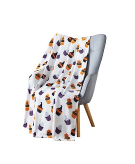 Halloween Jack O Lanterns & Spooky Ghosts Cupcakes Oversized Accent Throw Blanket - 50 In. W X 70 In. L