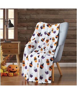 Halloween Jack O Lanterns & Spooky Ghosts Cupcakes Oversized Accent Throw Blanket - 50 In. W X 70 In. L
