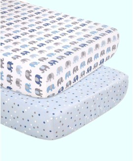 Sleepy Elephant Crib Sheets  Pack of 2 Sleepy Elephant Crib Sheets  Pack of 2