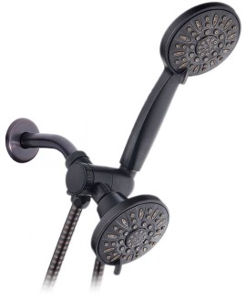 High-Pressure 48-Setting Dual Shower Head Combo with Extra-long 6 Foot Hose