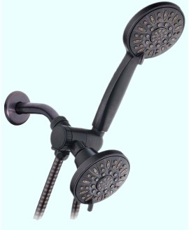 High-Pressure 48-Setting Dual Shower Head Combo with Extra-long 6 Foot Hose