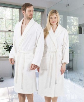 100% Turkish Cotton Personalized Terry Bath Robe - White 100% Turkish Cotton Personalized Terry Bath Robe - White