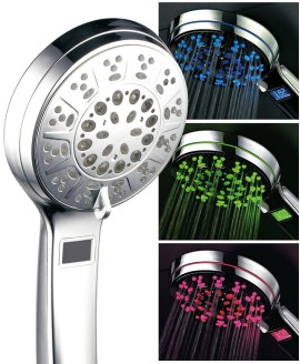 Hotel Spa 3 Color LED Hand Shower with Temperature Display