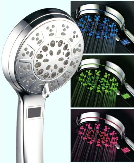 Hotel Spa 3 Color LED Hand Shower with Temperature Display